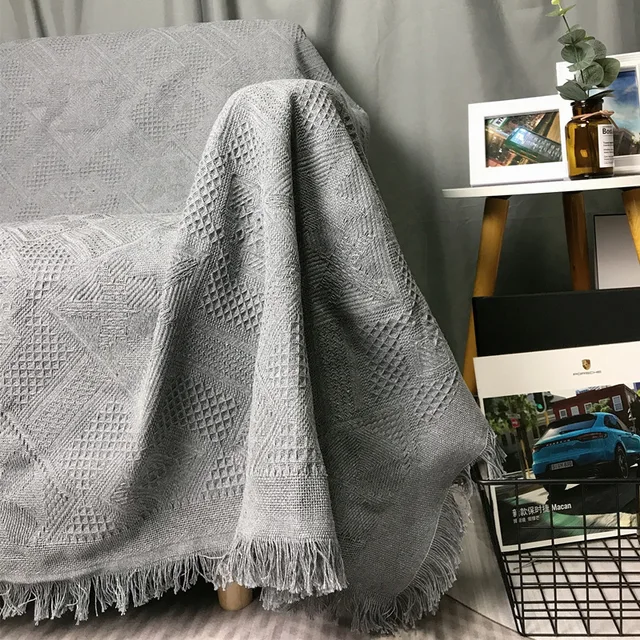 Funda protectora de sofá de hilo de algodón, colcha, tapiz de pared informal, cubierta completa, antideslizante, manta de punto para sofá Funda protectora de sofá de hilo de algodón, colcha, tapiz de pared informal, cubierta completa, antideslizante, manta de punto para sofá