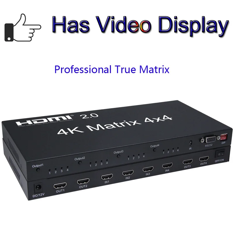  True HDMI Matrix 4x4 4K 60Hz Switch Splitter 4 Input 4 Output Switcher Video Converter w EDID RS232
