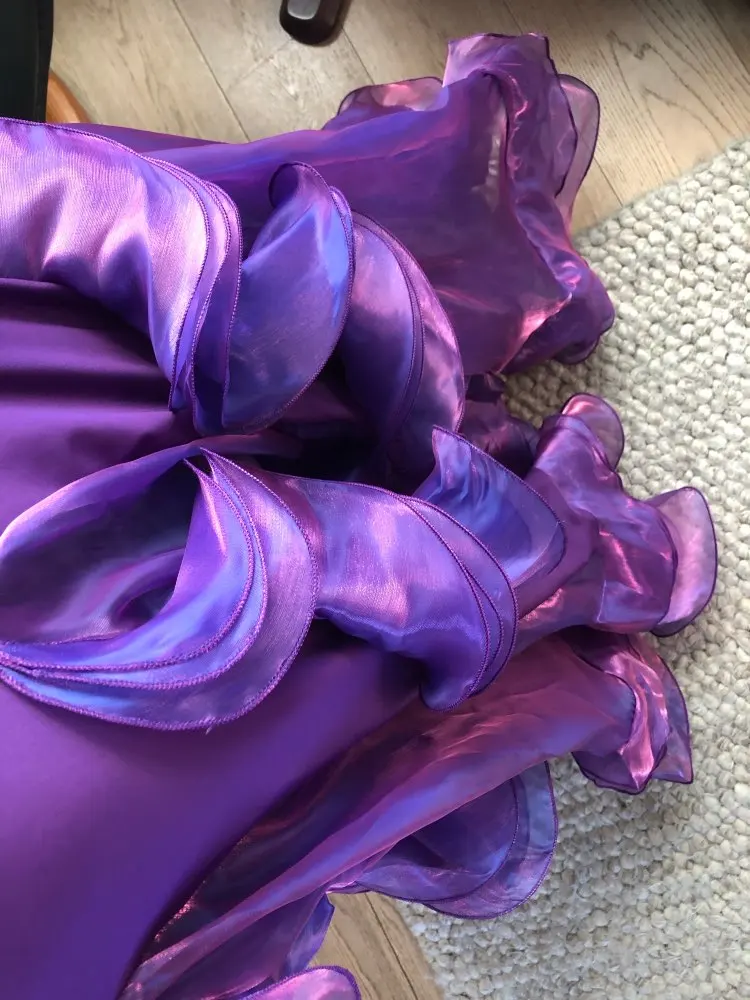 Sexy Women Bellydance costume Long Ruffle carnaval Skirt Side Slit Purple Red White Blue Pink Solid Color Dancing Performance Cl
