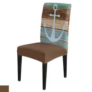 

Timeworn Wooden Planks Rustic Nautical Dining Chair Cover Spandex Elastic Chair Slipcover Case Stretch for Wedding Hotel Banquet
