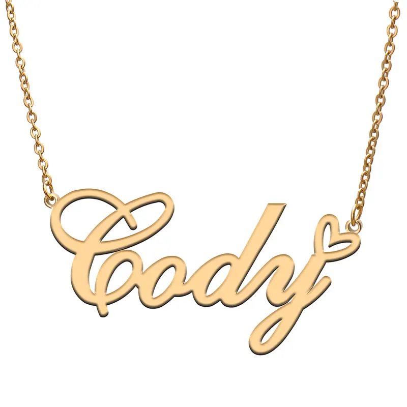 

Cody with Love Heart Name Necklace for Women Stainless Steel Jewelry Nameplate Pendant Femme Mother Child Girls Gift