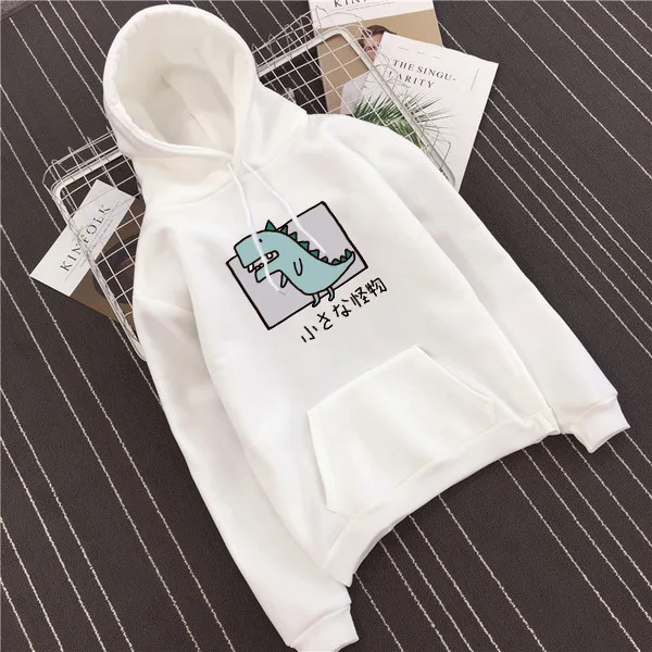 Маленький Монстр динозавров мультфильм Kawaii женские толстовки с длинными рукавами корейский пуловер теплые толстовки свободные спортивные костюмы