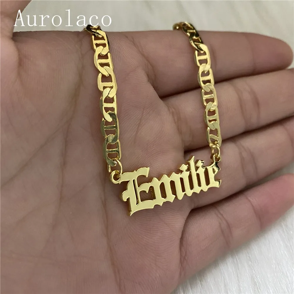 Aurolaco Custom Name Necklace Custom Gold And Silver Color