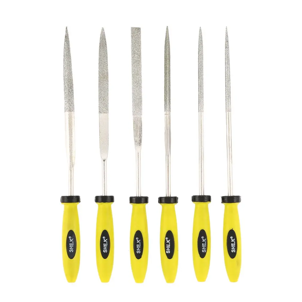 

SHE.K 6PCS Diamond Needle File Set Metal Glass Stone Jewelry Mini Precision Woodworking Craft Carving Knife Assorted Rasp