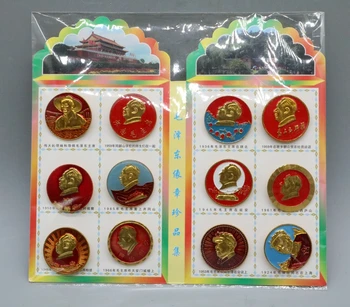 

Collection Chinese Nostalgic classic Mao Zedong bronze statue 3.5cm leather badge badge, 12 pieces/set,free shipping