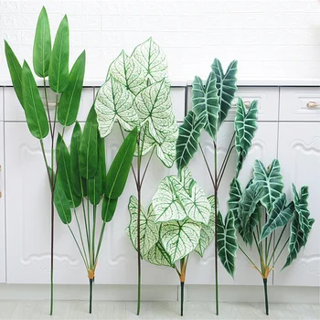 

120cm 5 Leaves Large Artificial Plants Fake Maranta Tree Real Touch Leaves Tropical Banana Tree Leafs for Home Office Decoration