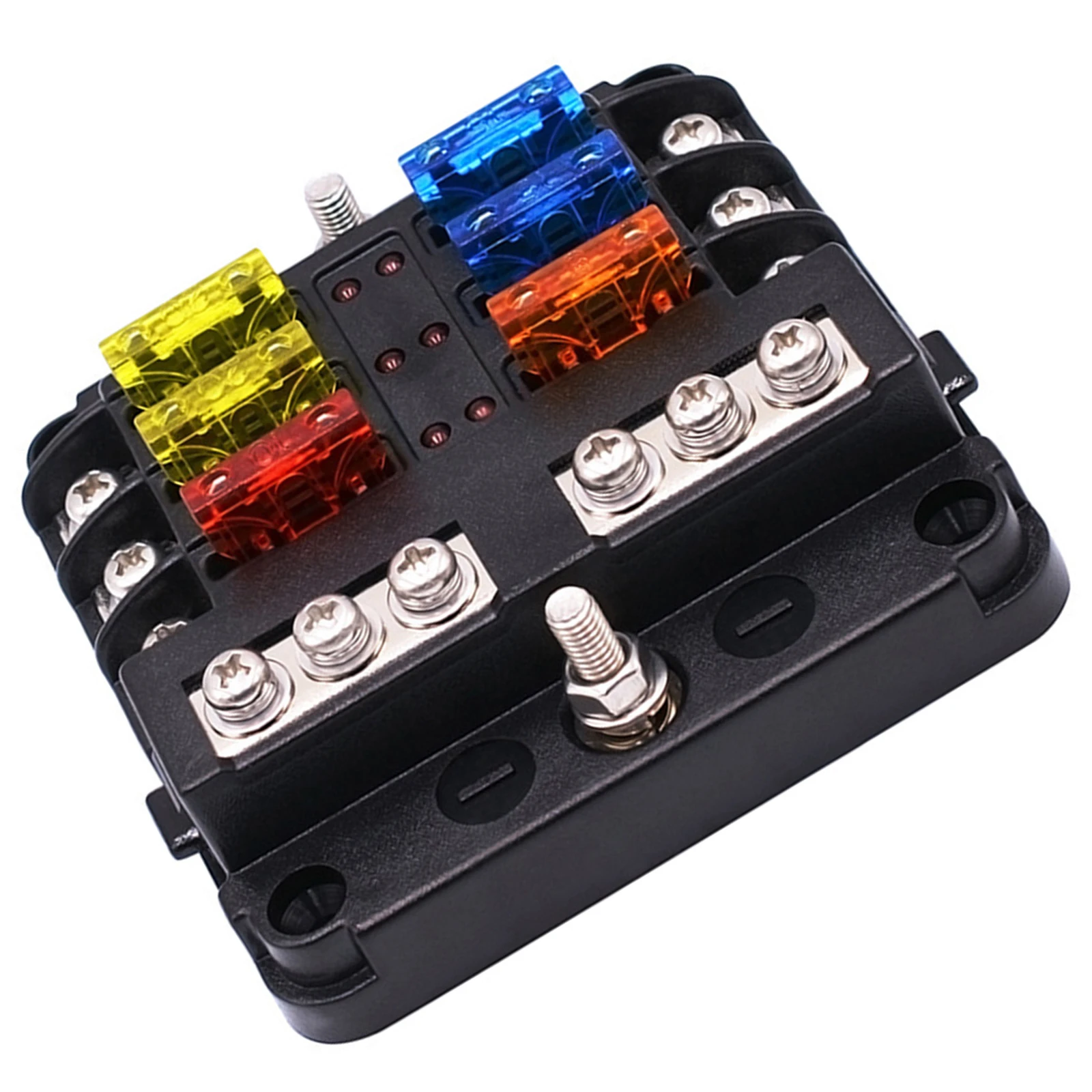 Marine Cars LED Light Indicator & Protective Cover For Vehicles Boats Automotive 6-Way Fuse Block ATC/ATO Fuse Box With Ground Marine Cars LED Light Indicator & Protective Cover For Vehicles Boats Automotive 6-Way Fuse Block ATC/ATO Fuse Box With Ground