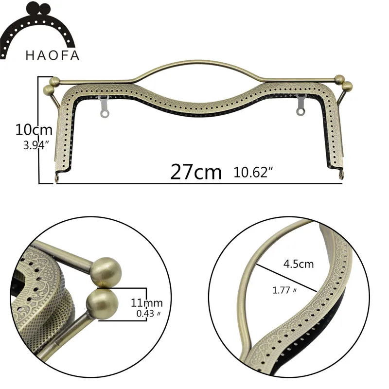 HAOFA 27 см тиснение металлический кошелек рамка большой размер клатч рамка квадратная ручка Губы Поцелуй застежка аксессуары для сумок швейная рамка