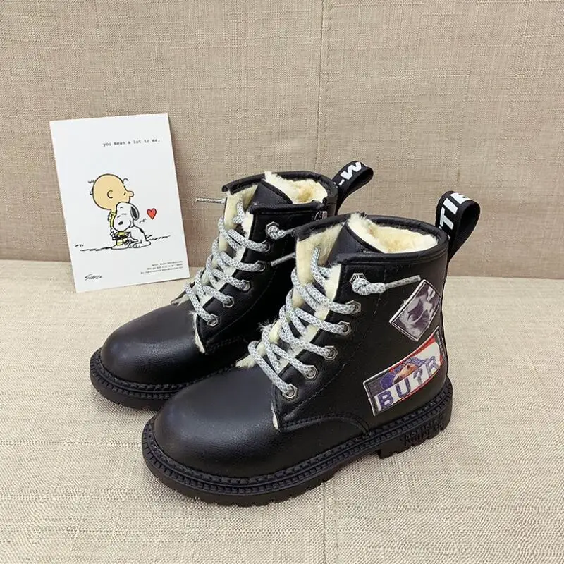 

Children's Boots New Autumn Winter PU Leather Waterproof Martin Boot Kids Snow Boot Brand Girls Boys Rubber Boot Fashion Sneaker