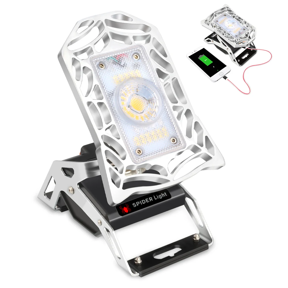 

LED Rechargeable Work Light LED Emergency 10W 3 Modes Task Light Spider Mobile LED Task Light for Garage Home Auto Basement