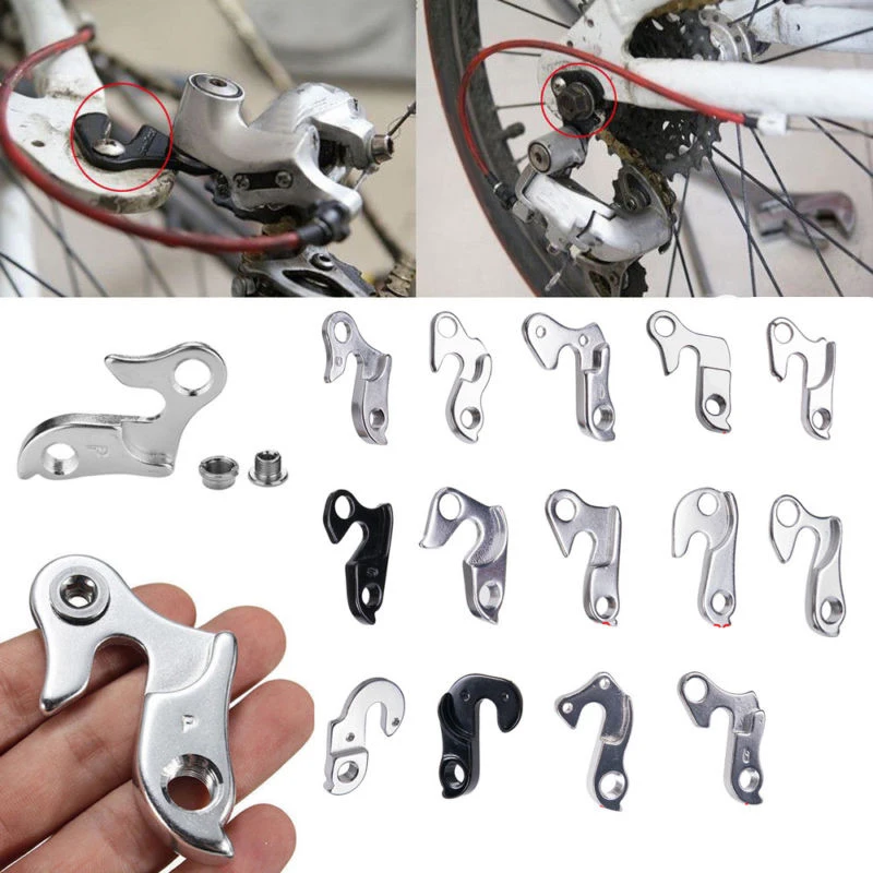

Aluminum Alloy Silver Bicycle Frame Parts Lug Fixed Transmission Rear Derailleur Hanger Cycling Frame Gear Tail Hook Parts