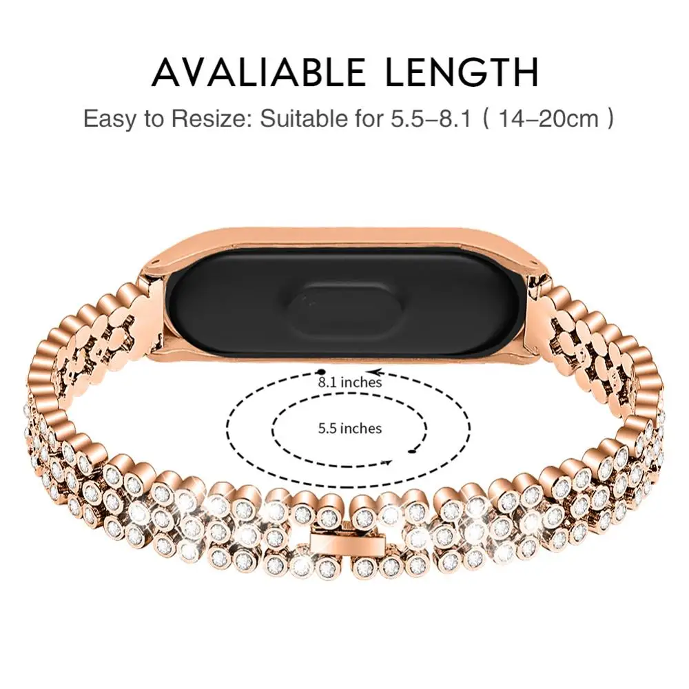Unisex Mi Band 3/4 Metal Straps Bracelet Wristbands with Diamond Accessories Diamond Steel Strap + Zinc Alloy Table Frame Unisex Mi Band 3/4 Metal Straps Bracelet Wristbands with Diamond Accessories Diamond Steel Strap + Zinc Alloy Table Frame
