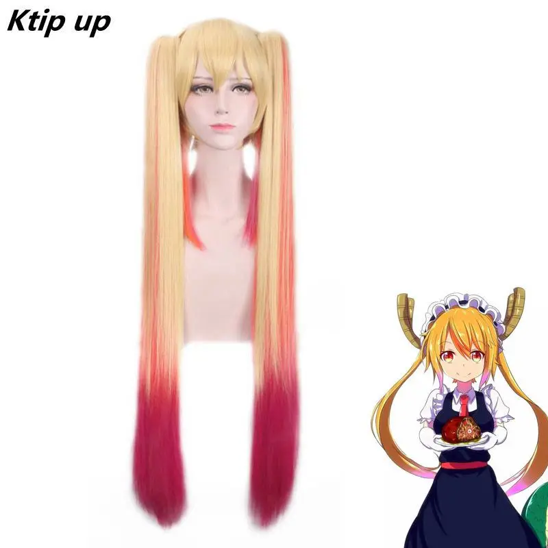 

Ktip Up 100cm Miss Kobayashi'S Dragon Maid Tohru Cosplay Wig Kobayashi Straight Mixed Ombre Long Straight Hair Wigs For Women