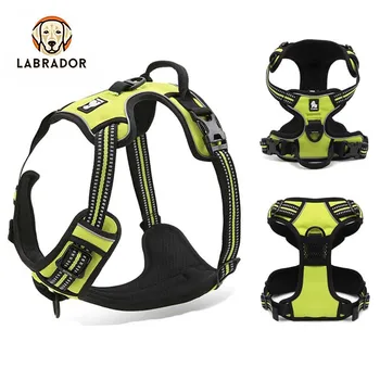 

Outdoor Adventure Front Range Reflective Nylon Large Dog Harness All Weather Padded Adjustable Safety Vehicular Leads for Dogs