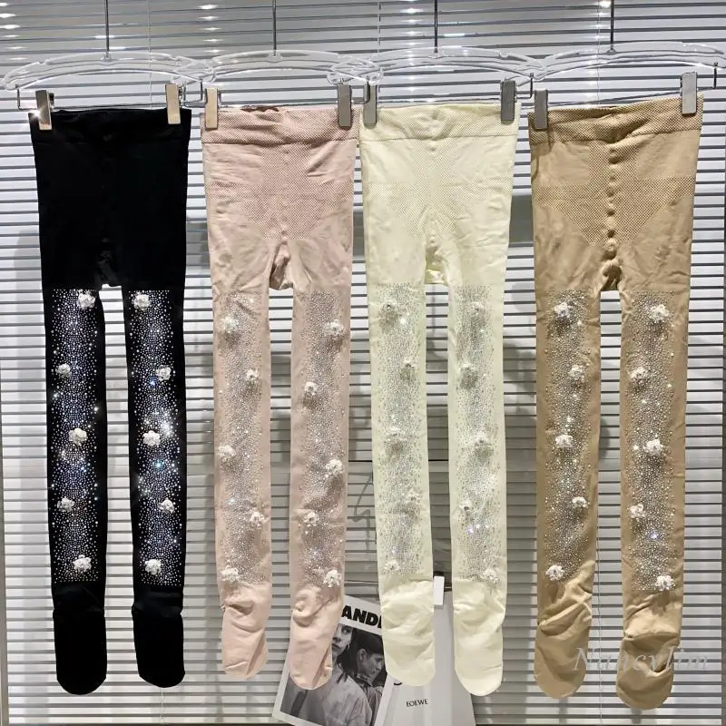 

Women's Tights Autumn Winter New Hot Drill Rhinestone Design Fleece Warm Female Clothes High Elastic Super Slim 2020 Nancylim
