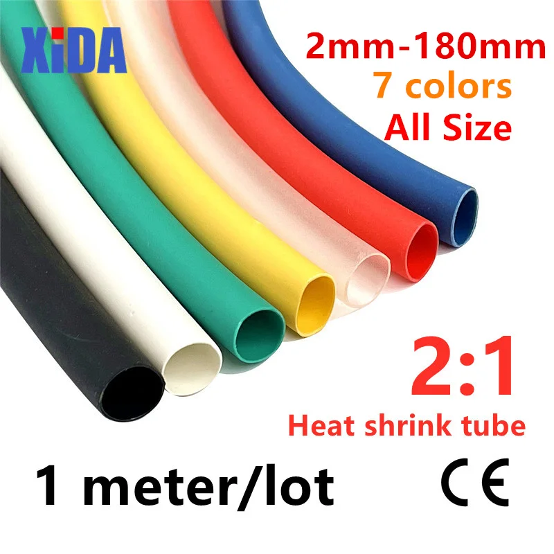 2:1 Heat Shrink Tube 1 Meter 1 2 3 5 6 8 10mm Diameter Shrinkable Heatshrink Tubing Connector Wrap Wire Repair Tube Cable Sleeve heat shrink tubing heat shrink tube heat shrink cable sleeve