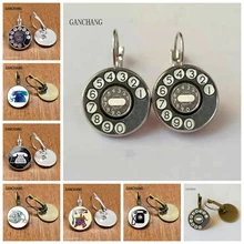 Новые Модные Винтажные серьги-гвоздики ручной работы, стеклянные купольные Ретро Серьги С телефонным циферблатом, классические ювелирные изделия, Круглые Серьги