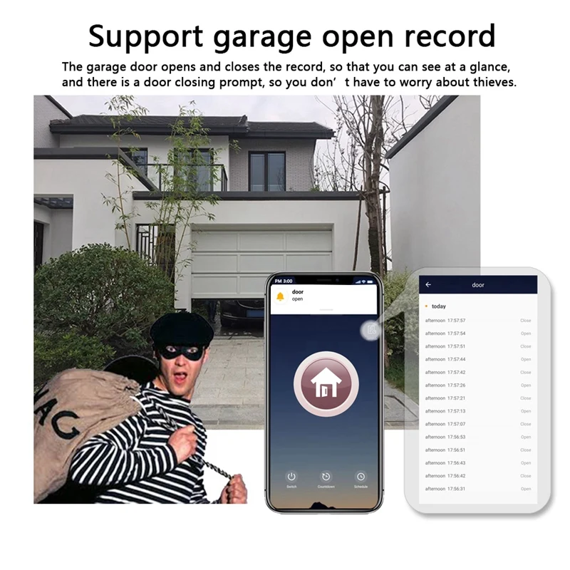 Умный Wi-Fi Открыватель двери гаража, беспроводной пульт дистанционного управления смартфоном, совместим с Alexa, Google Assistant и IFTTT, No Hu