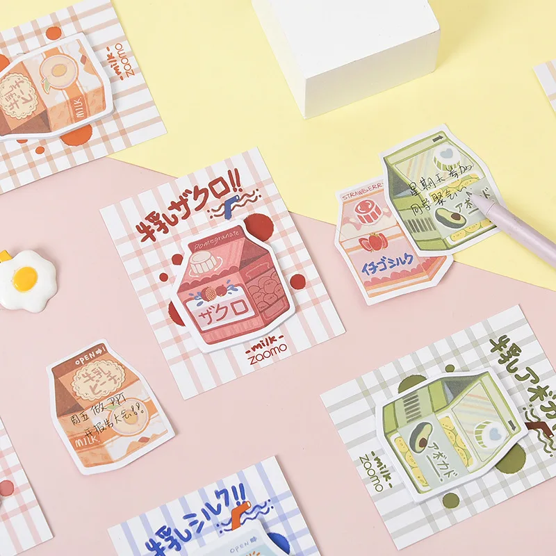 

Mohamm 30 Pcs Banana Milk Series Memo Pad Cute kawaii Post it Sticky Note Stationery