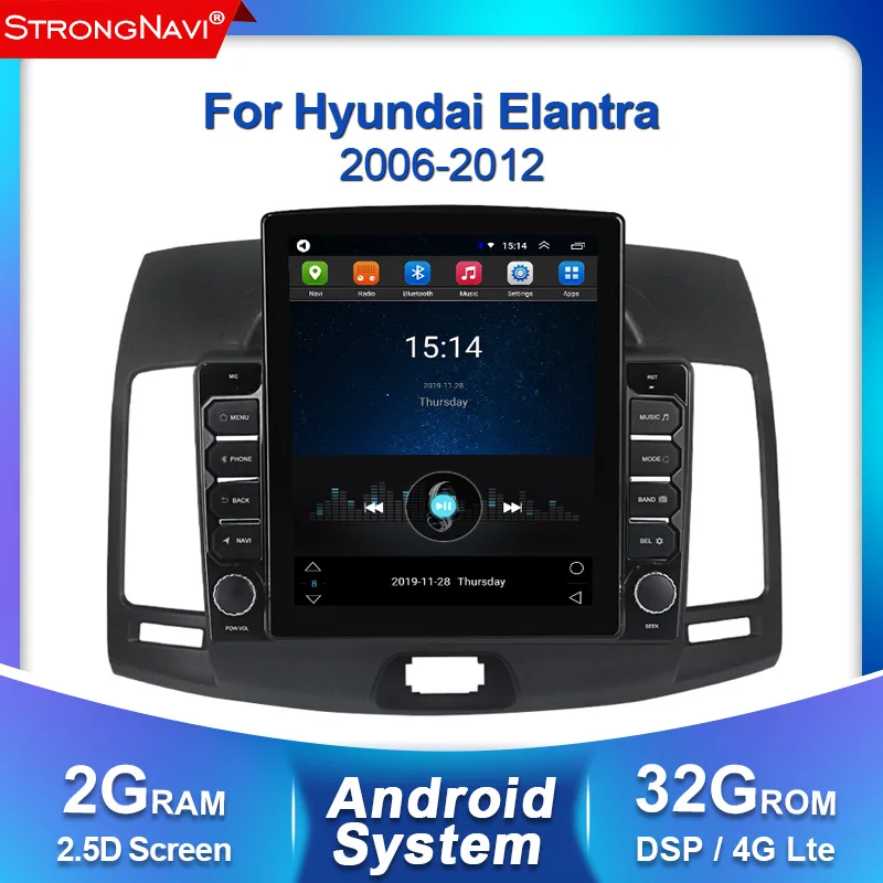 Tesla Screen 2din 2G+32G Android 2.5D Car Radio Multimedia Video Player Navigation GPS for Hyundai Elantra 2006-2012 NO Dvd | Автомобили и