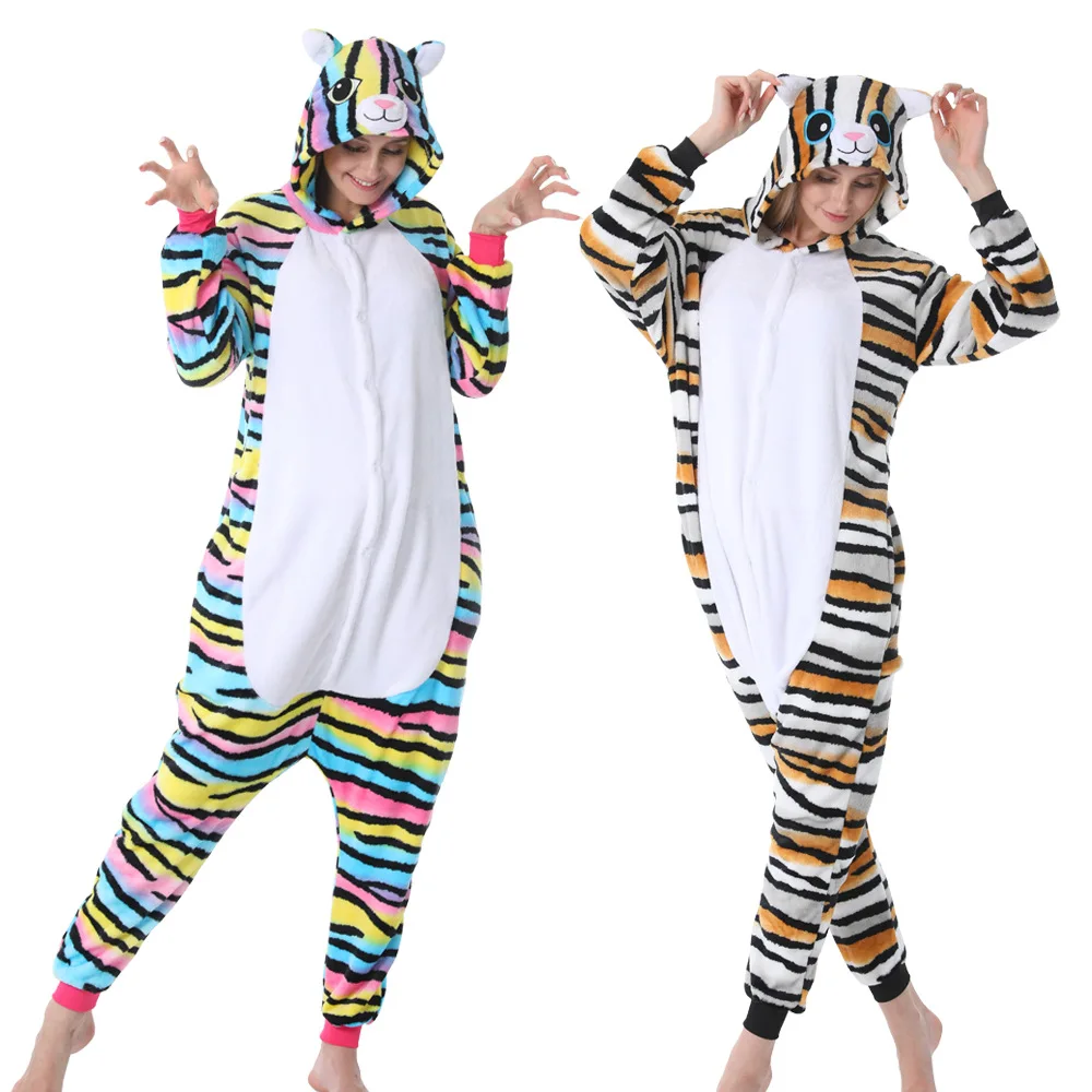 

Animal Colorful Cat Women Pajama Suit Onesie Kigurumis Sleepwear Flannel Soft Homewear Pijamas Cospaly Funny Party Costume