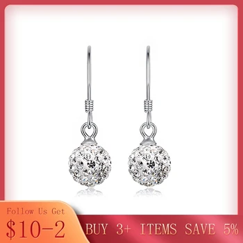 

CODEDOG Authentic 925 Sterling Silver Zircon Crystal Ball Drop Earrings For Women Making Wedding Fashion Jewelry Gift E1061
