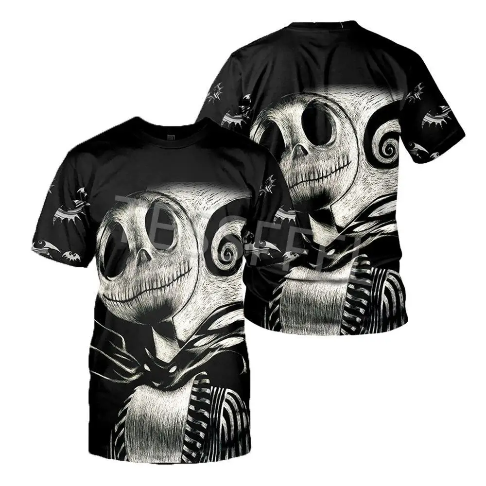 

Tessffel The Nightmare Before Christmas Halloween 3D Printed Summer Men's and Women's Fashion Street Harajuku T-shirt Top No.12