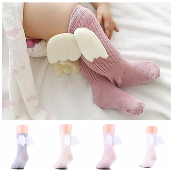 

Baby Socks Toddlers Girls Wings Design Knee High Long Cotton Soft Anti Slip Infant Socks Princess Infant Warm Baby Winter Socks