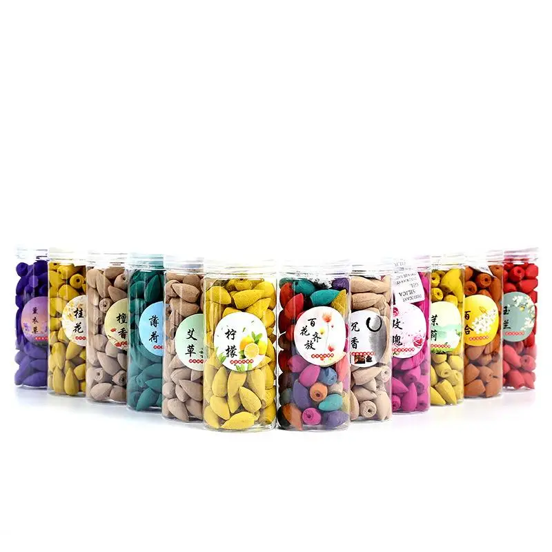 

70pcs Backflow Tower Incense Natural Backflow Incense Cones Accessories Colorful Bullet Shape Incense Lemon Sandalwood Fragrant