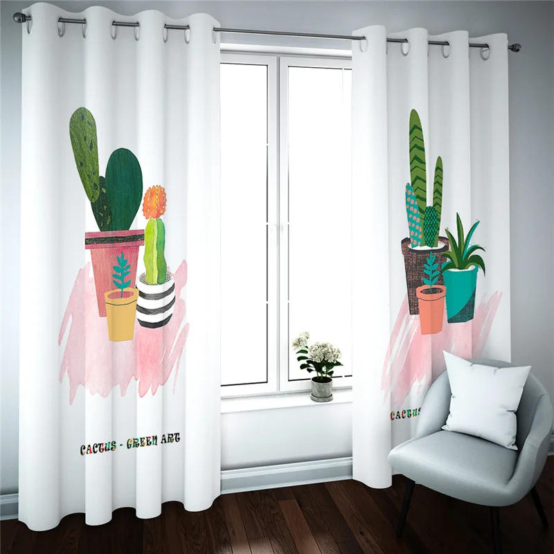 

Home Decor 3D Curtains For Bedroom Living Room Potted plant pattern Curtain Modern Blackout Window Drapes Cortinas