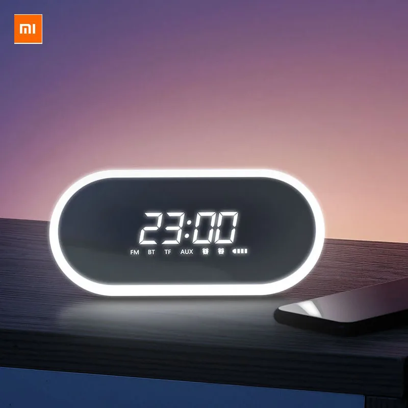 Xiaomi Alarm clock bluetooth speaker Double alarm design Bluetooth 4.2 10 m transmission ring atmosphere light | Электроника