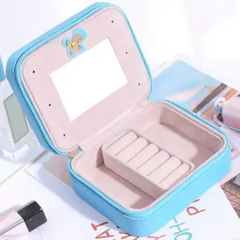 

Jewelry Organizer Display Travel Jewelry Case Boxes Portable Jewelry Box Zipper Leather Storage