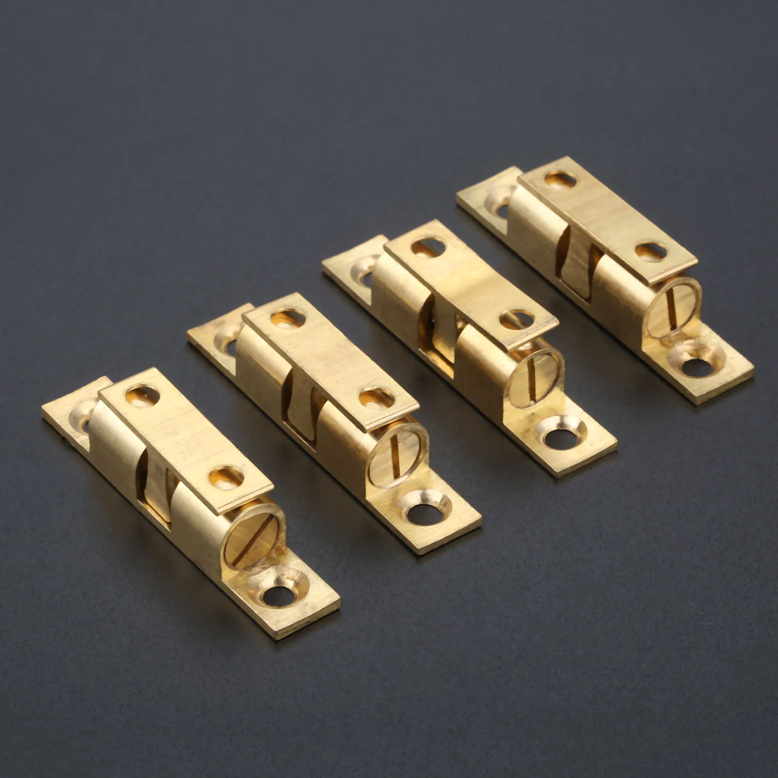 4pcs Brass Tone Drawer Cabinet Door Latch Clip Lock Durable Ball Touch Catches 50mm Pure Copper Double Ball Latch Clip Lock