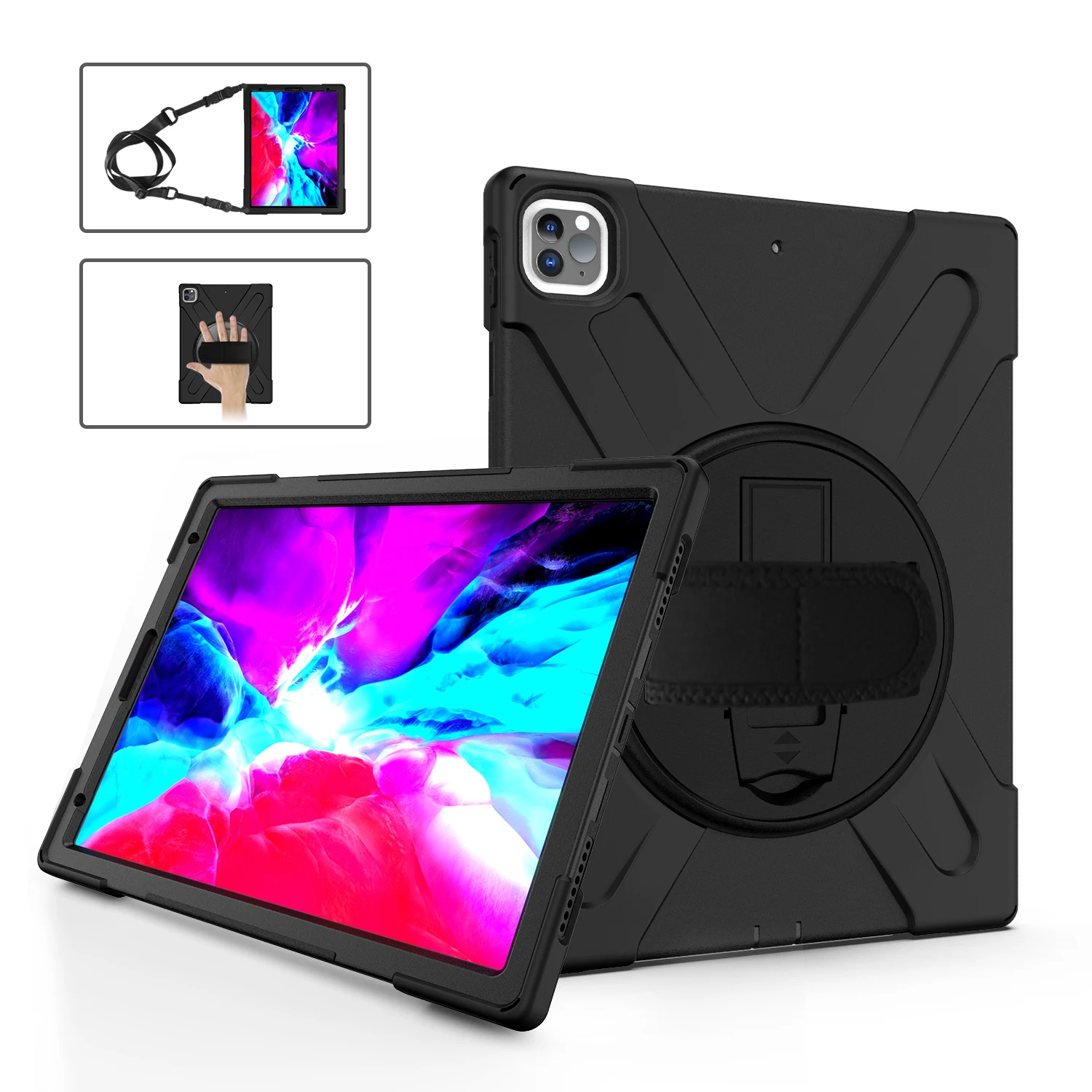 

Shockproof Case For New iPad Pro 12.9 2020 2018 with Pencil Holder Hand Strap Back Cover For iPad Pro 2020 12.9 Case+Pen+Film
