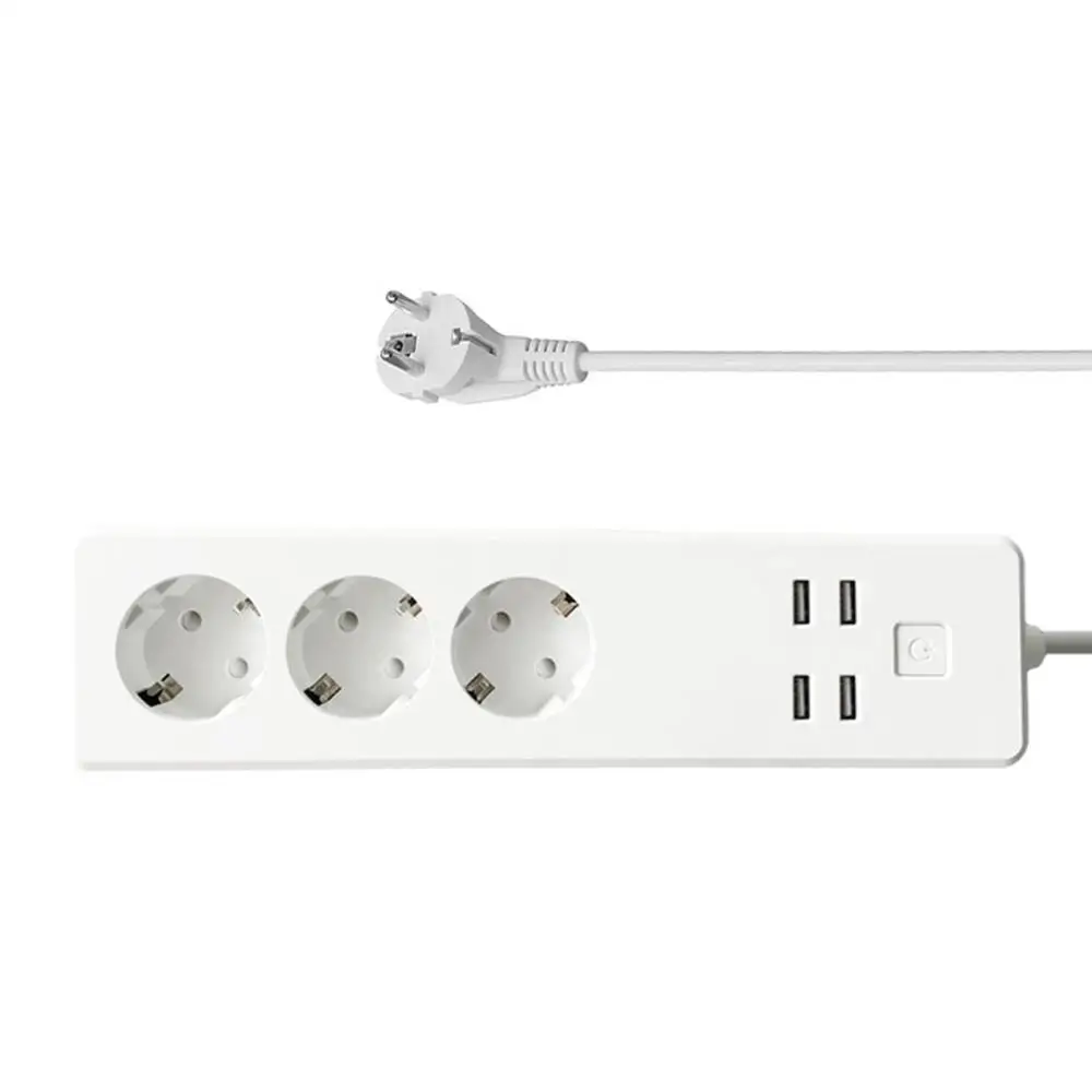 Wifi Smart Power Strip 4 EU Outlets Plug With 4 USB Charging Port Timing App Voice Control Home Assistant - Color: White