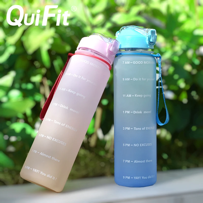 Бутылка для воды Quifit 1 литр силиконовая солома носик крышка галлон бутылка не