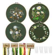 Kit de bordado de flores para decoración del hogar, Kit de costura artesanal de plantas, punto de cruz, patrón de pintura de cinta, herramientas de hilos