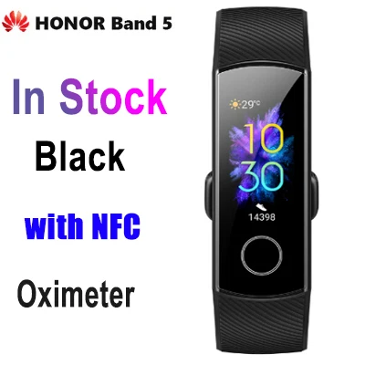 Новинка, умный Браслет huawei Honor Band 5 NFC, пульсоксиметр, измеритель уровня кислорода в крови, для плавания, для обнаружения осанки, 50 м, водонепроницаемые часы - Цвет: NFC Black