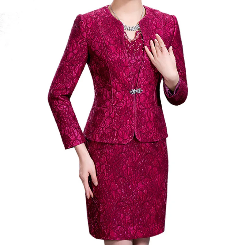 Luxe Moeder van de Bruid Jurk Pak Slanke Kant Lange Mouwen Jacket Jurken Knielengte 2 Delige Set Formele Bruiloft office Dames Luxe Moeder van de Bruid Jurk Pak Slanke Kant Lange Mouwen Jacket Jurken Knielengte 2 Delige Set Formele Bruiloft office Dames