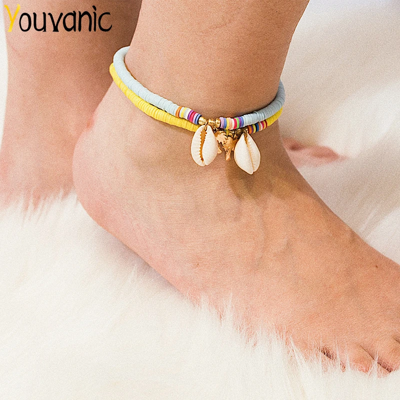 Youvanic Boho красочный браслет на ногу из бисера браслет для женщин Летний пляж Мода ракушка золотое дерево лодыжки цепи талисманы ноги ювелирные изделия 0589