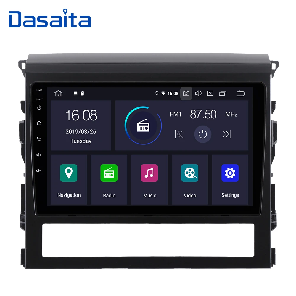 Perfect Dasaita 10.2" HD Screen Car Android 9.0 GPS Multimedia Player for Toyota land cruiser 2016 Bluetooth Navigation 1 din Quad Core 0