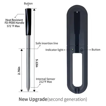 

Probe Thermometer Stainless Steel Measuring Portable Plastic Economic Paste Food Thermometer Durable Wireless Meat Thermometer