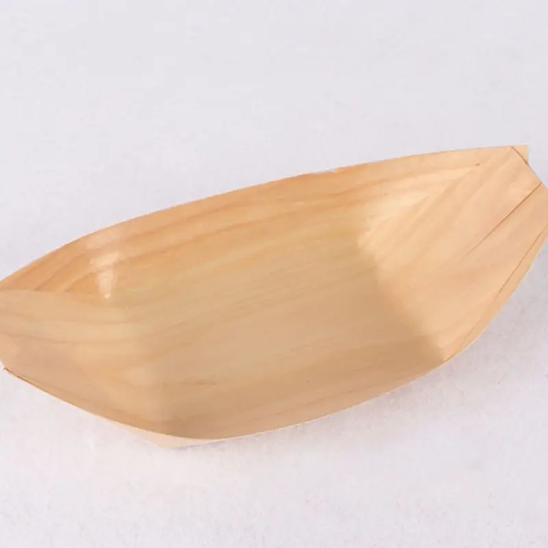 100 шт одноразовые деревянные лодки формы еды Compostable подносы тарелки для закусок Nibbles