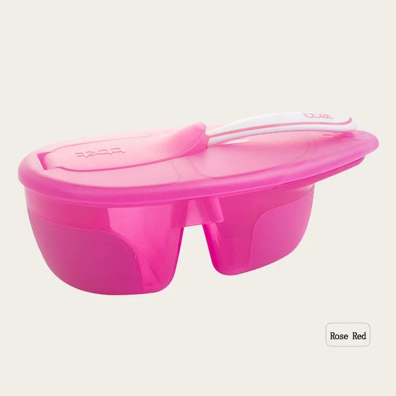 BBET Supplementary set meals for 6-4 year-old babies Supplementary bowl Baby spoon - Color: Rose Red