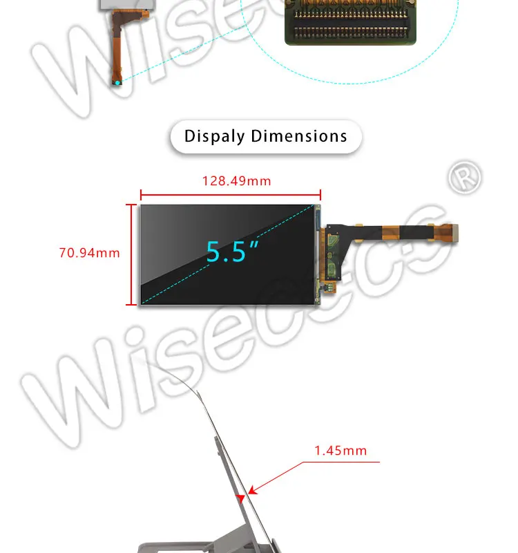 Wisecoco LS055R1SX04 Фотон ЖК-экран для wanhao d7 nanolp Thingiverse TOS ЖК-панель 5,5 дюйма 2560*1440 2K дисплей Панель