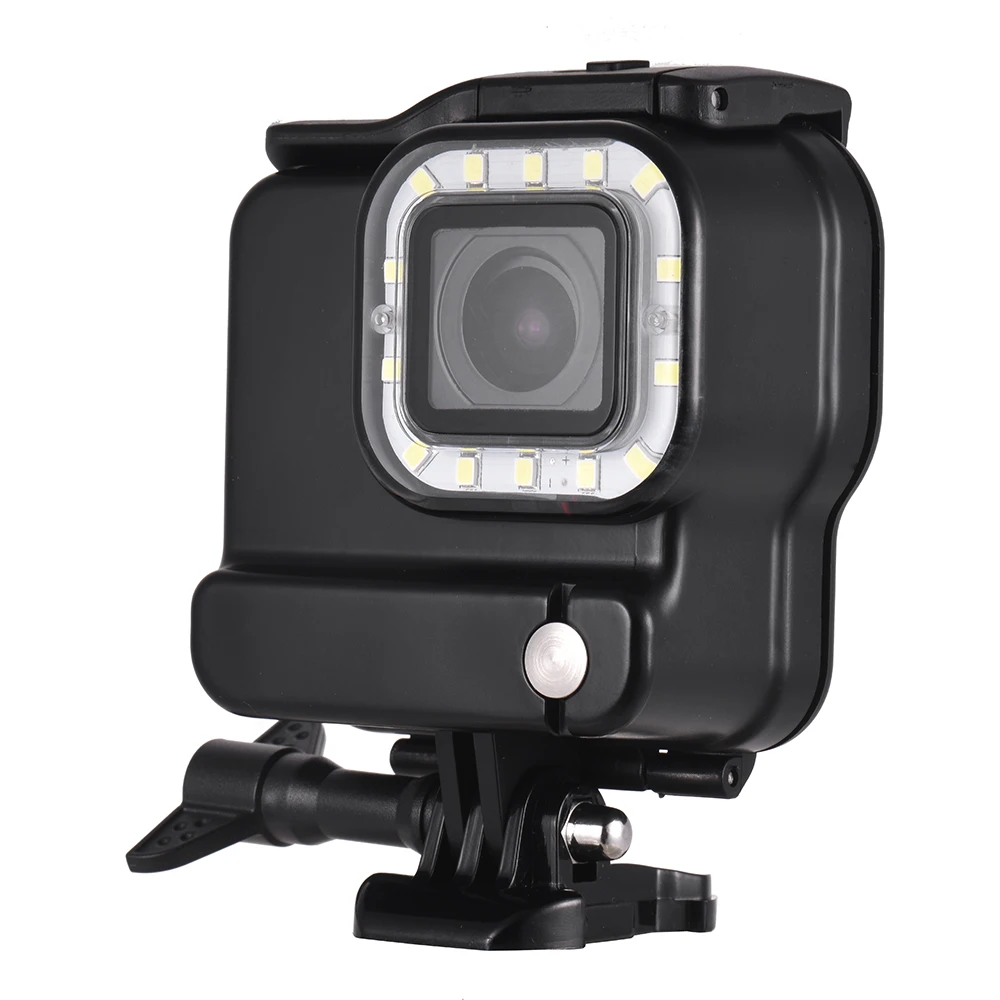 2-in-1 Action Camera Waterproof Housing 3 Lighting Modes with Rechargeable Battery for GoPro Hero Sports Cameras