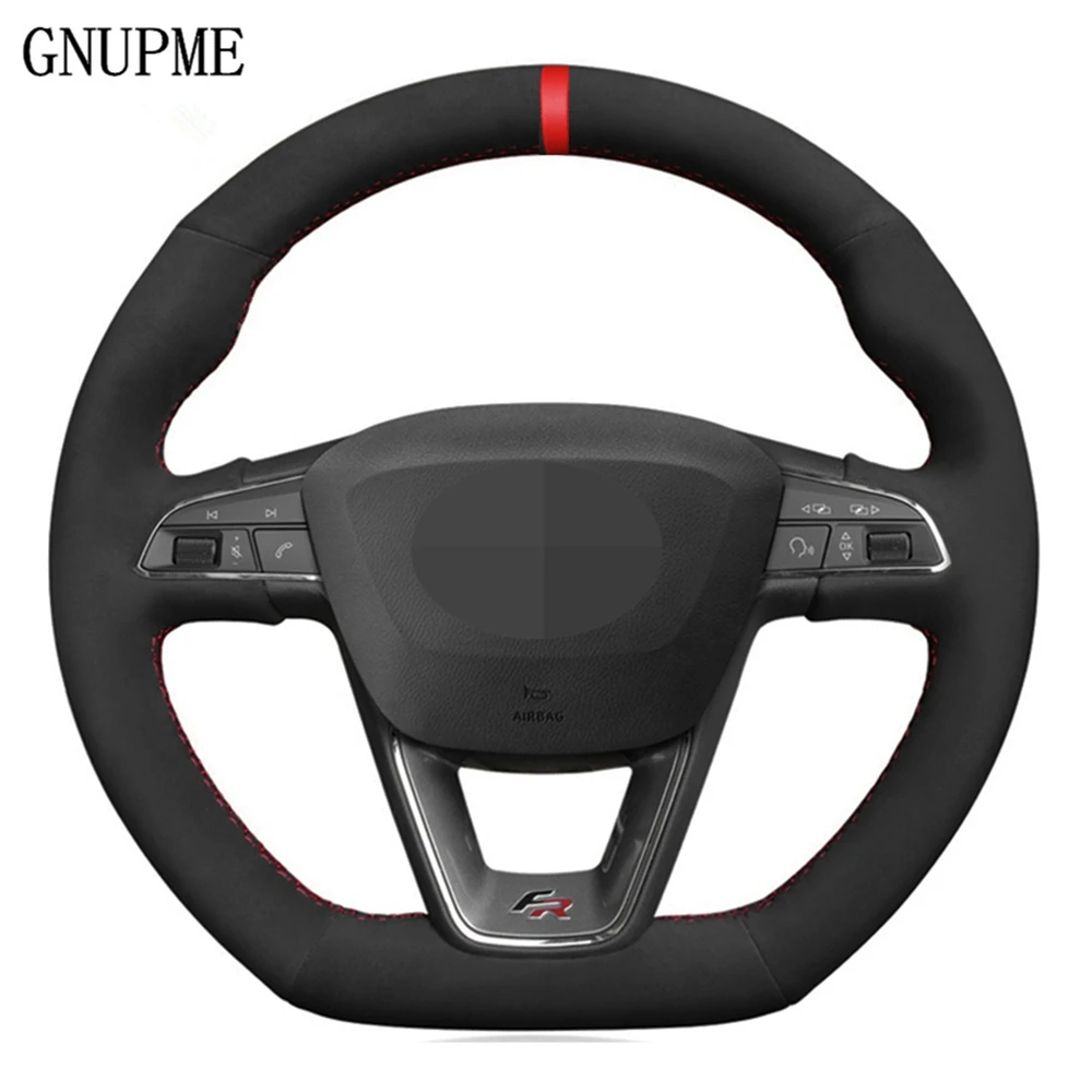 Hand stitched Black Suede Car Steering Wheel Cover For Seat Leon Cupra R Leon ST Cupra Leon ST Cupra Ateca Cupra Ateca FR