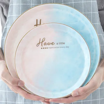 

Luxury Nordic Plate Ceramic Dinner Plates 8 Inches Gradient Creativity Western Dessert Plate Restaurant Decor Tableware DA60PZ