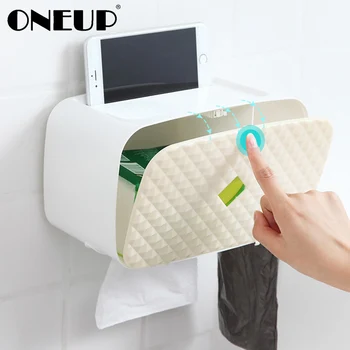 

ONEUP Wall Mounted Toilet Paper Holder Plastic Tissue Storage Box Bathroom Roll Paper Dispenser Home Bathroom Accessories