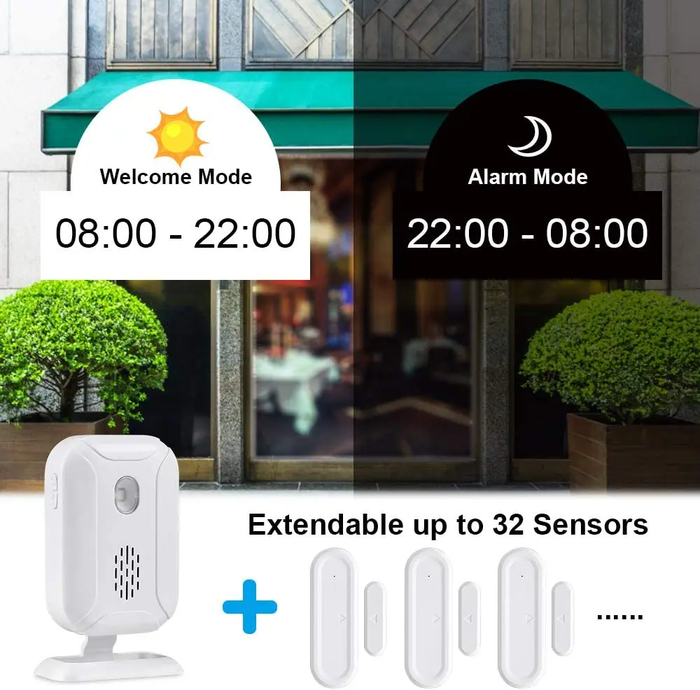 Onvian Wireless Door Open Sensor Chime 280M Range Door Alarm Window & Door Sensor Door Entry Chime Home Security 36 Chime Tunes